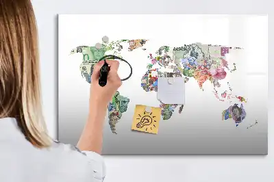 Lavagna magnetica decorazione da parete a forma di mappa con banconote
