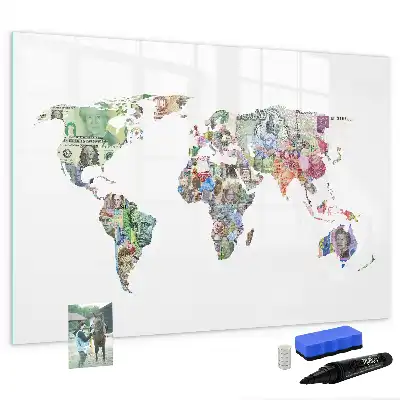Lavagna magnetica decorazione da parete a forma di mappa con banconote