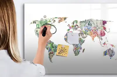 Lavagna magnetica decorazione da parete a forma di mappa con banconote