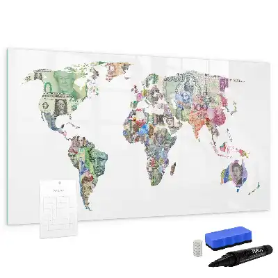 Lavagna magnetica decorazione da parete a forma di mappa con banconote