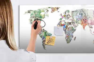 Lavagna magnetica decorazione da parete a forma di mappa con banconote