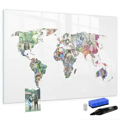 Lavagna magnetica decorazione da parete a forma di mappa con banconote