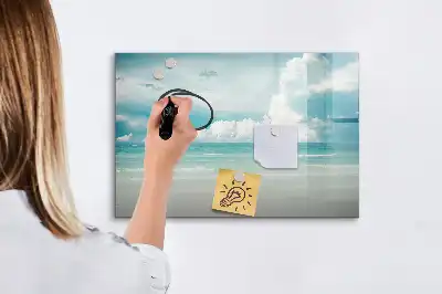 Lavagna magnetica con stampa paesaggio marino