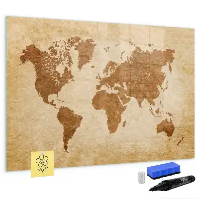 Mappa del mondo in stile antico lavagna magnetica scrivibile