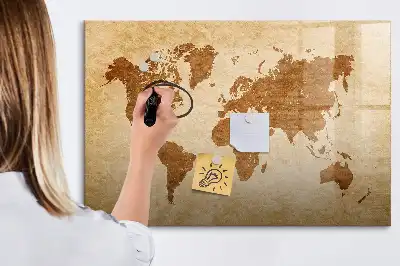 Mappa del mondo in stile antico lavagna magnetica scrivibile