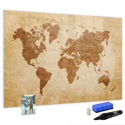 Mappa del mondo in stile antico lavagna magnetica scrivibile