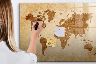 Mappa del mondo in stile antico lavagna magnetica scrivibile