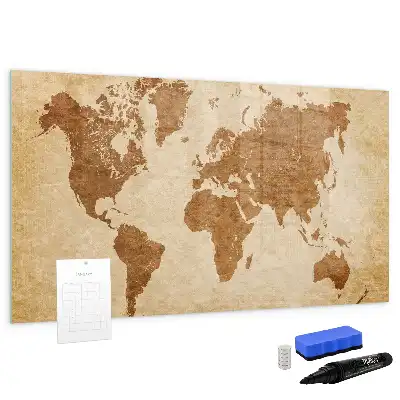 Mappa del mondo in stile antico lavagna magnetica scrivibile