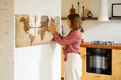 Mappa del mondo in stile antico lavagna magnetica scrivibile