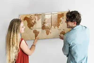 Mappa del mondo in stile antico lavagna magnetica scrivibile