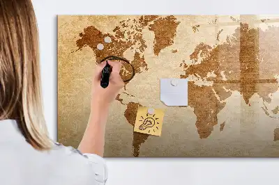 Mappa del mondo in stile antico lavagna magnetica scrivibile
