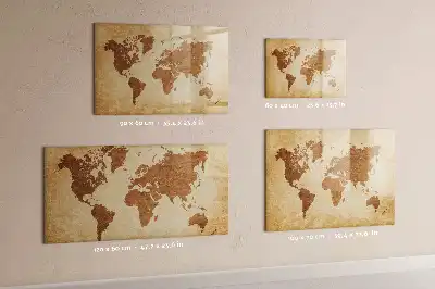 Mappa del mondo in stile antico lavagna magnetica scrivibile