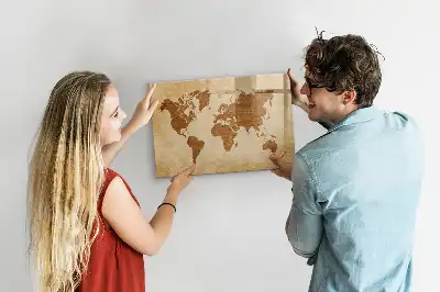 Mappa del mondo in stile antico lavagna magnetica scrivibile