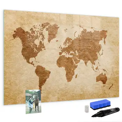 Mappa del mondo in stile antico lavagna magnetica scrivibile