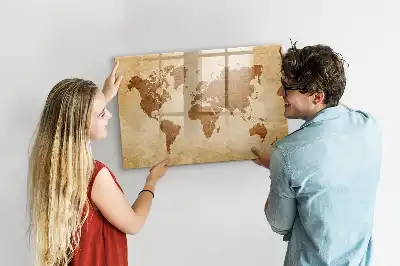 Mappa del mondo in stile antico lavagna magnetica scrivibile
