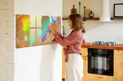 Lavagna magnetica per scrivere mappa del mondo arcobaleno
