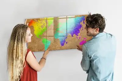 Lavagna magnetica per scrivere mappa del mondo arcobaleno