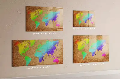 Lavagna magnetica per scrivere mappa del mondo arcobaleno