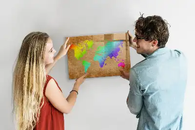 Lavagna magnetica per scrivere mappa del mondo arcobaleno