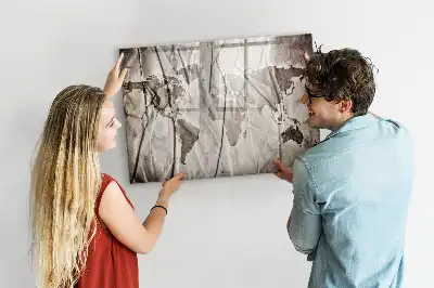 Lavagna magnetica con motivo a mappa del mondo