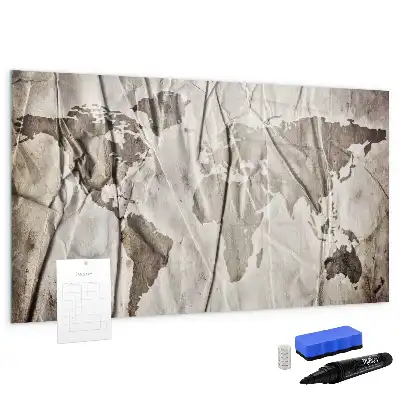 Lavagna magnetica con motivo a mappa del mondo