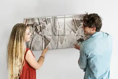 Lavagna magnetica con motivo a mappa del mondo