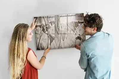 Lavagna magnetica con motivo a mappa del mondo