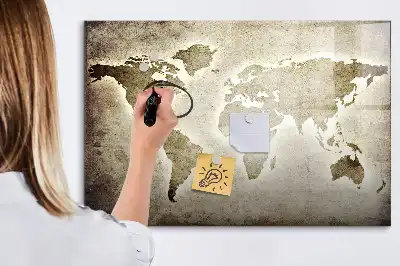 Lavagna magnetica per disegnare a forma di mappa del mondo
