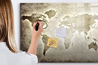 Lavagna magnetica per disegnare a forma di mappa del mondo