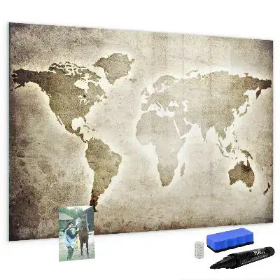 Lavagna magnetica per disegnare a forma di mappa del mondo