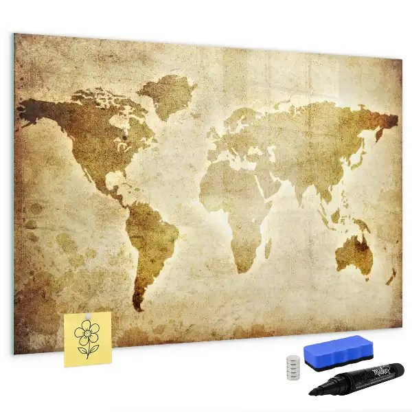 Lavagna magnetica con stampa di una vecchia mappa del mondo