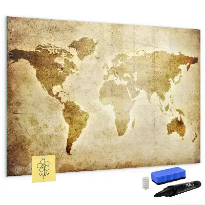 Lavagna magnetica con stampa di una vecchia mappa del mondo