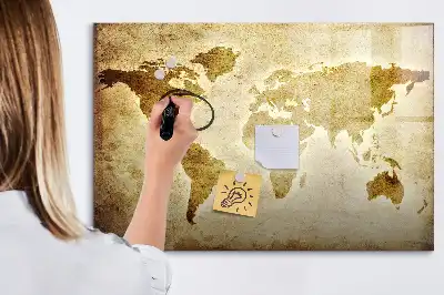 Lavagna magnetica con stampa di una vecchia mappa del mondo