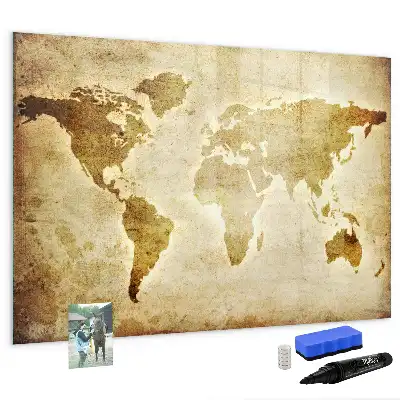 Lavagna magnetica con stampa di una vecchia mappa del mondo