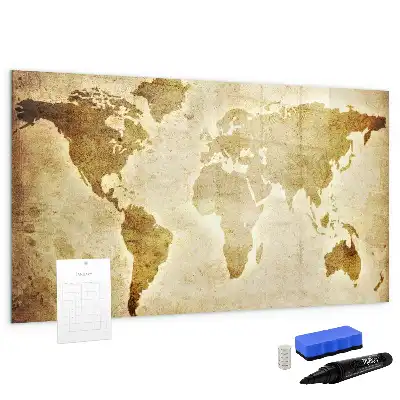 Lavagna magnetica con stampa di una vecchia mappa del mondo