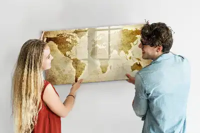 Lavagna magnetica con stampa di una vecchia mappa del mondo