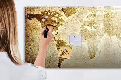 Lavagna magnetica con stampa di una vecchia mappa del mondo