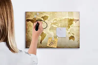Lavagna magnetica con stampa di una vecchia mappa del mondo