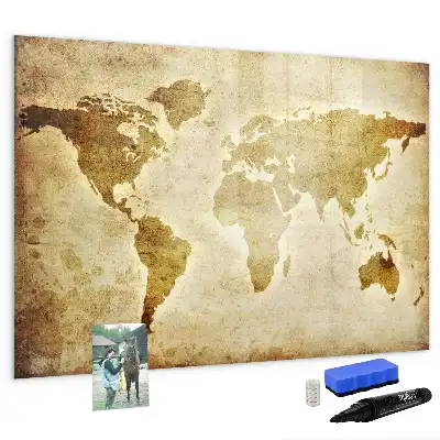 Lavagna magnetica con stampa di una vecchia mappa del mondo