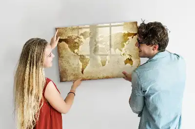 Lavagna magnetica con stampa di una vecchia mappa del mondo