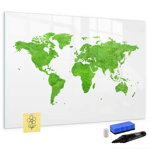Lavagna magnetica per disegnare con stampa mappa su sfondo verde
