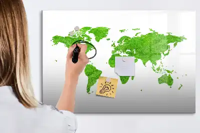 Lavagna magnetica per disegnare con stampa mappa su sfondo verde