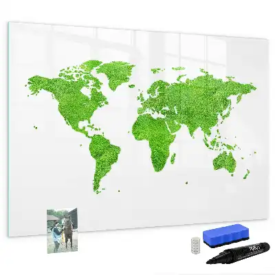 Lavagna magnetica per disegnare con stampa mappa su sfondo verde