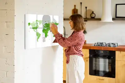 Lavagna magnetica per disegnare con stampa mappa su sfondo verde