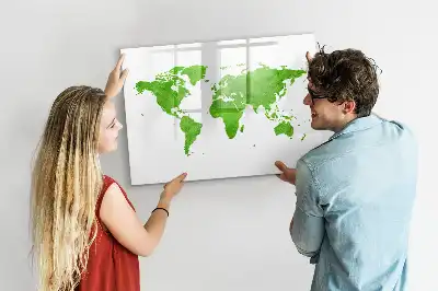 Lavagna magnetica per disegnare con stampa mappa su sfondo verde