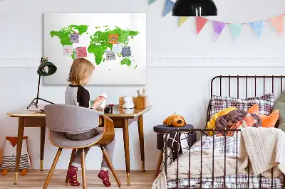 Lavagna magnetica per disegnare con stampa mappa su sfondo verde