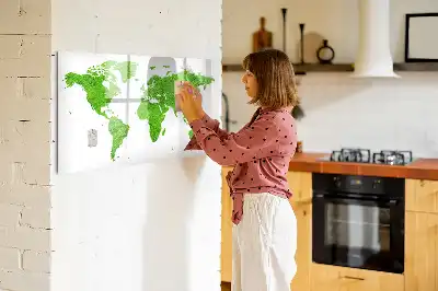 Lavagna magnetica per disegnare con stampa mappa su sfondo verde