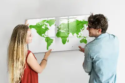 Lavagna magnetica per disegnare con stampa mappa su sfondo verde