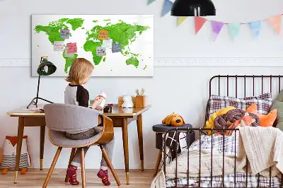 Lavagna magnetica per disegnare con stampa mappa su sfondo verde