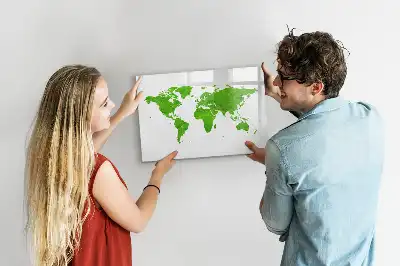 Lavagna magnetica per disegnare con stampa mappa su sfondo verde